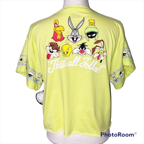 Looney Tunes Neon Cropped Graphic T-Shirt NWT Size XXL - Picture 2 of 9